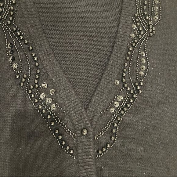 Worthington Vintage Black Silk/Angora/Lambswool Blend V-Neck Cardigan Sweater L - Picture 6 of 11